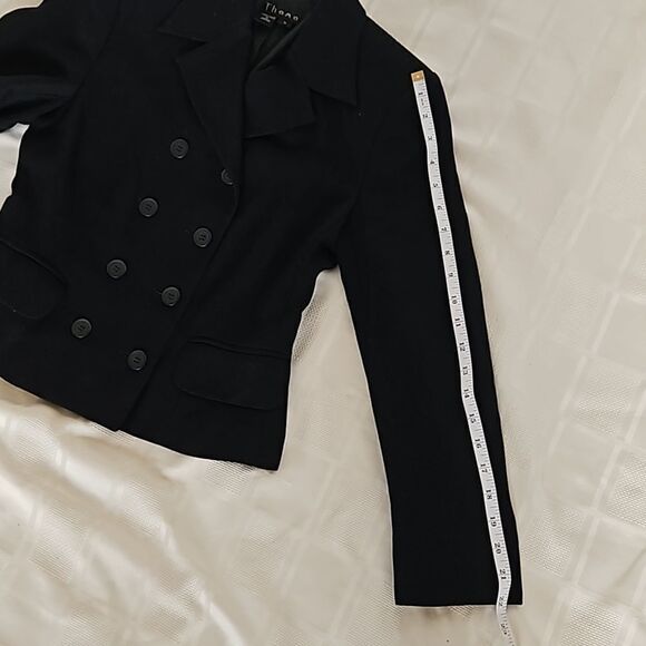 Thomo Women's Double-Breasted Cropped Blazer Small Black - Picture 8 of 16